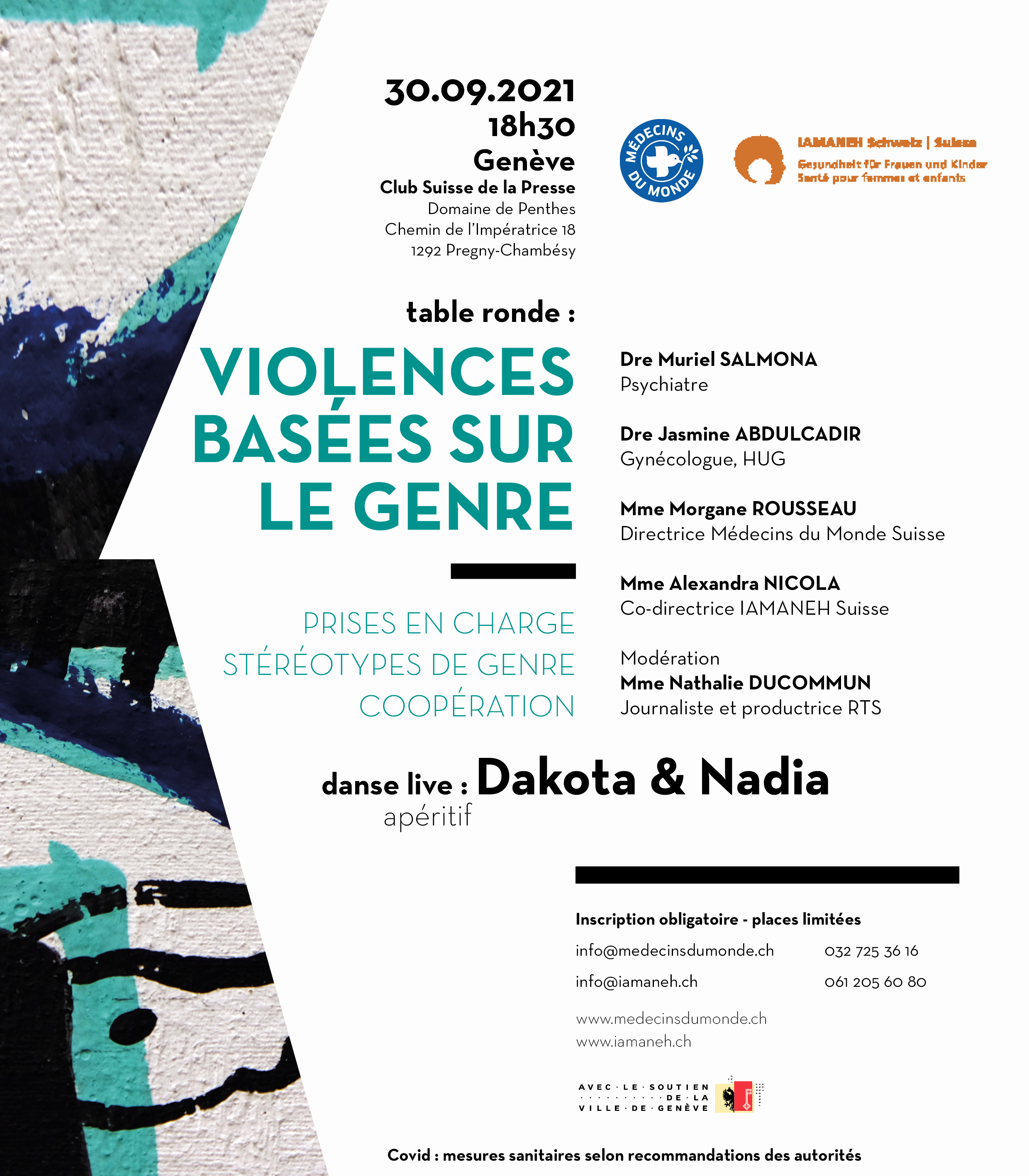 Flyer événement Genève au thème des violences basés sur le genre